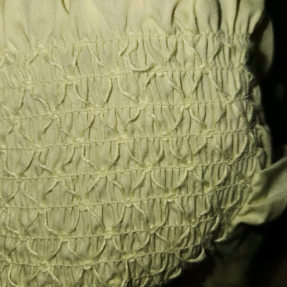 Hester & Orchard Womens Button Up  Smocked Shirt Chartreuse Sz Small Cottagecore - Picture 7 of 8